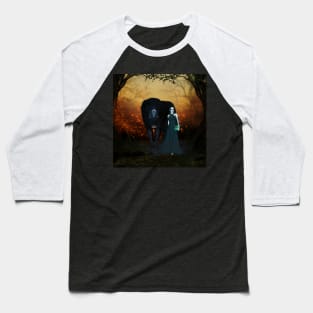 Awesome wolf with fairy in the dark night Baseball T-Shirt